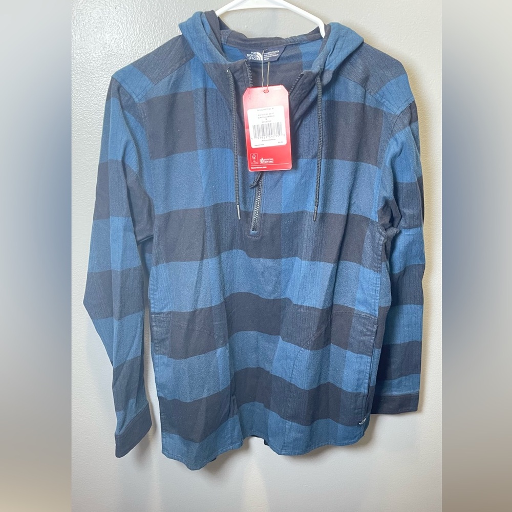 The North Face Women's NEW Stayside Blue Plaid Pullover 1/3 Zip Shirt Size Med